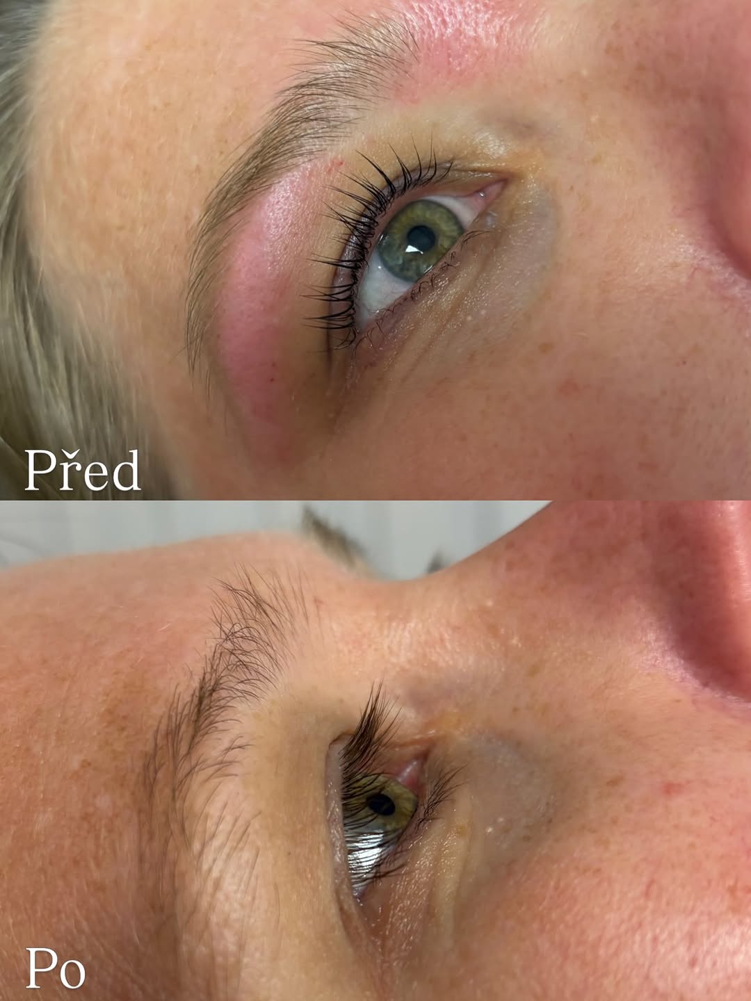 Lash lifting řas – před a po